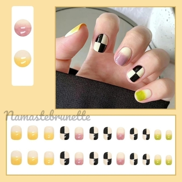 2/$16 Pink Yellow Press On Nails - Picture 4 of 10